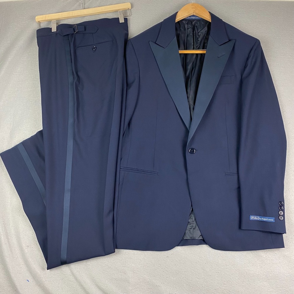 Polo Ralph Lauren Mens Wool Barathea Tuxedo 42L Tailored fit blue NWOT Italy